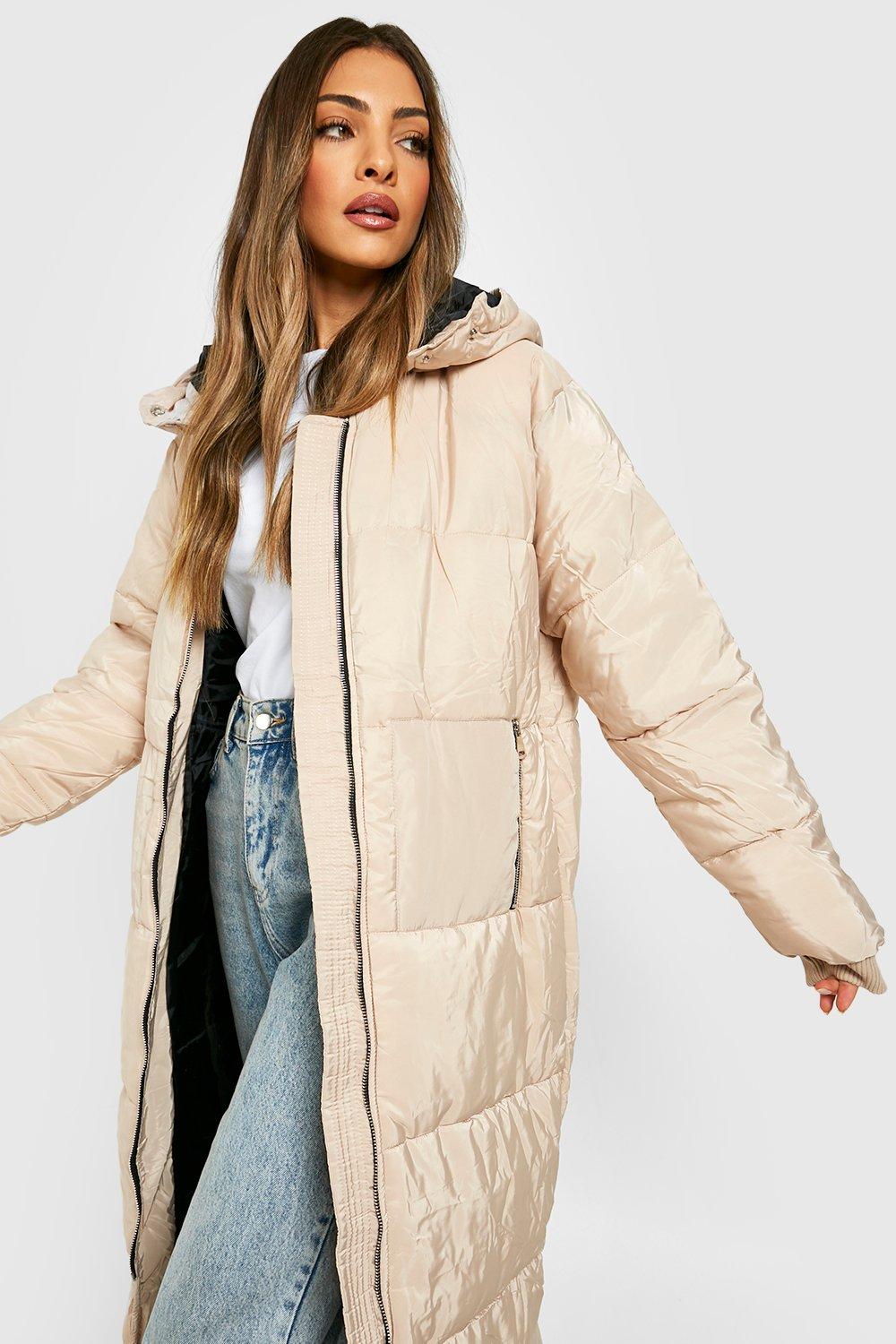 Ash Peached Oversized Belted Maxi Puffer Coat