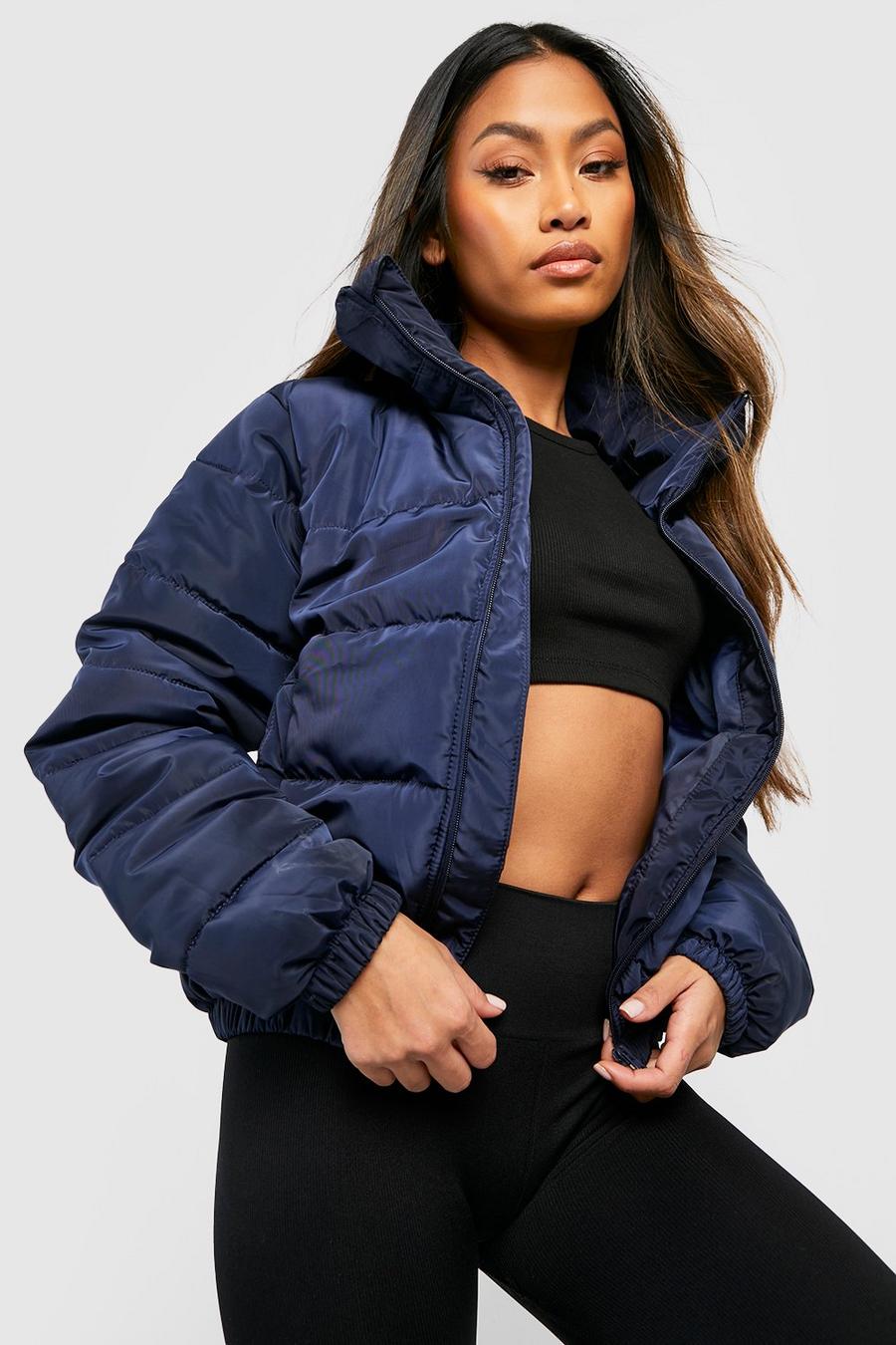 Navy Quilted Puffer Jacket image number 1