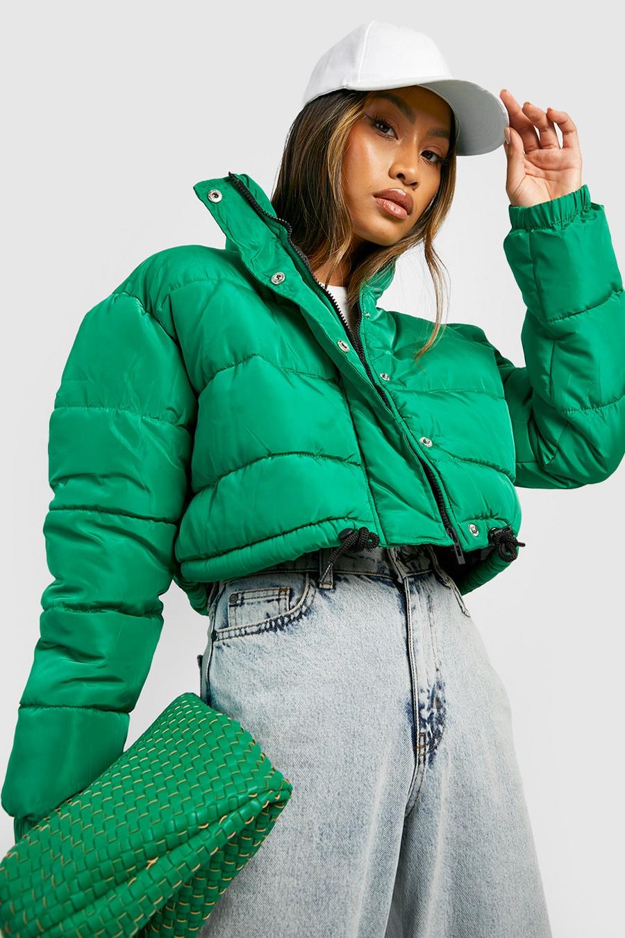 Green Crop Puffer Jacket  image number 1
