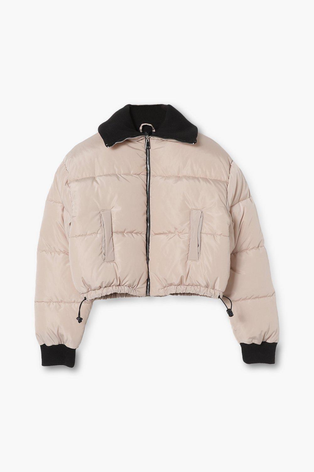 Quilted Toggle Detail Funnel Neck Puffer Jacket