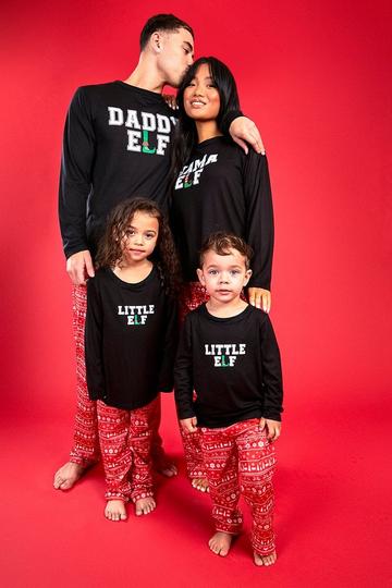 Kid'S Little Elf Family Pj Set black