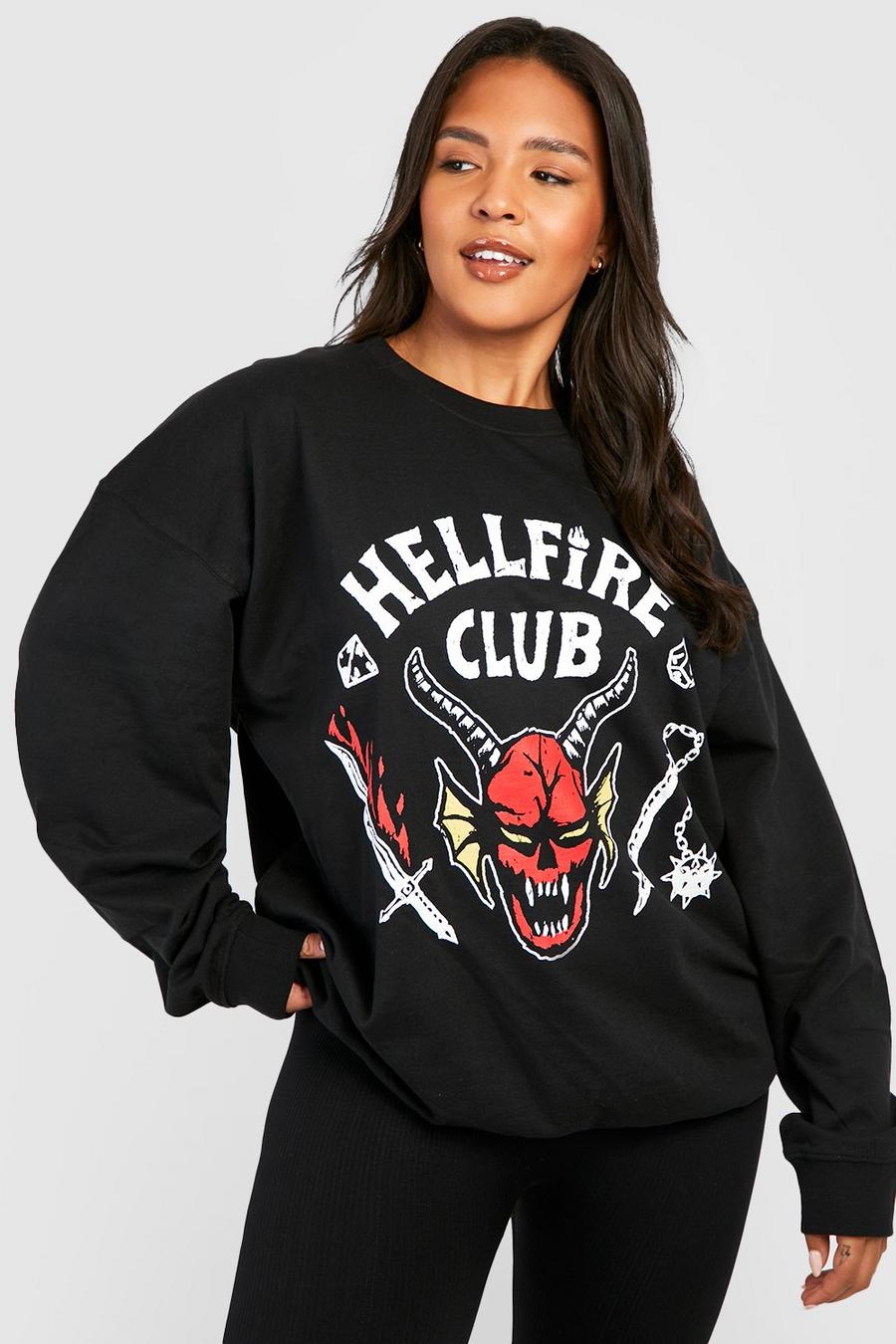 Black Plus Stranger Thing Hellfire Club Sweatshirt image number 1