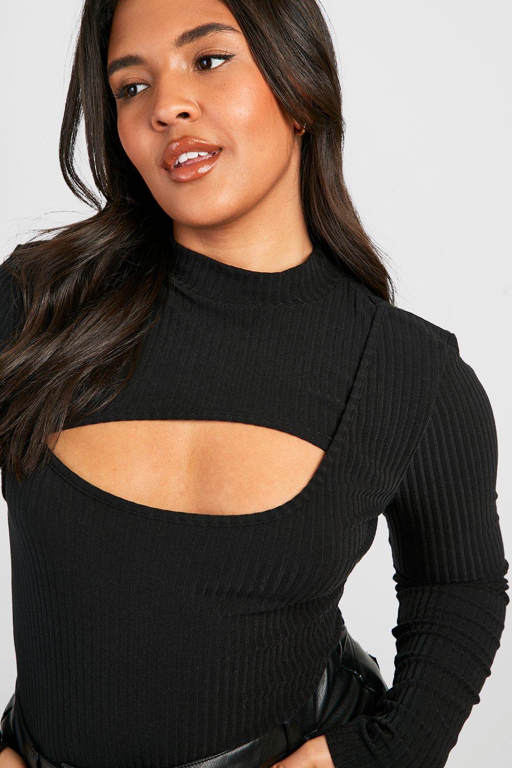 Black cut sale out neck top