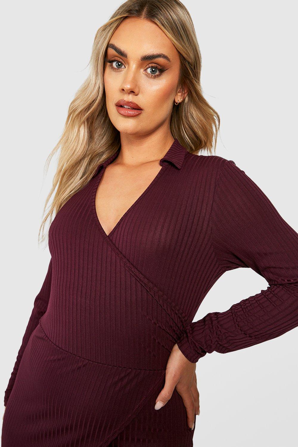 Burgundy wrap midi outlet dress