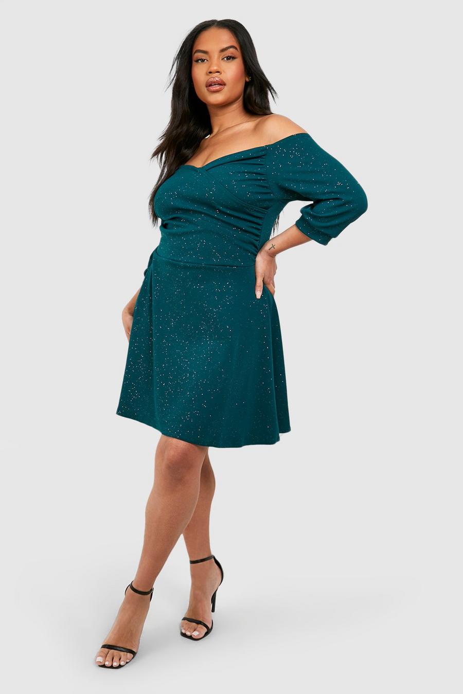 Grande taille - Robe patineuse pailletée, Emerald