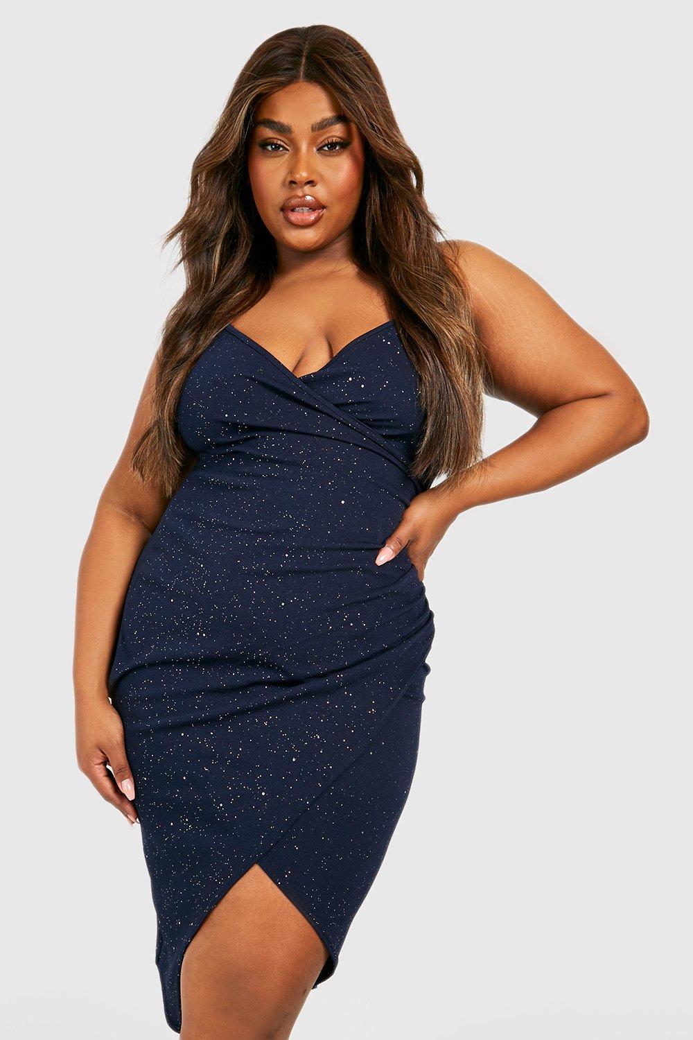 Plus Metallic Strappy Wrap Midi Dress boohoo