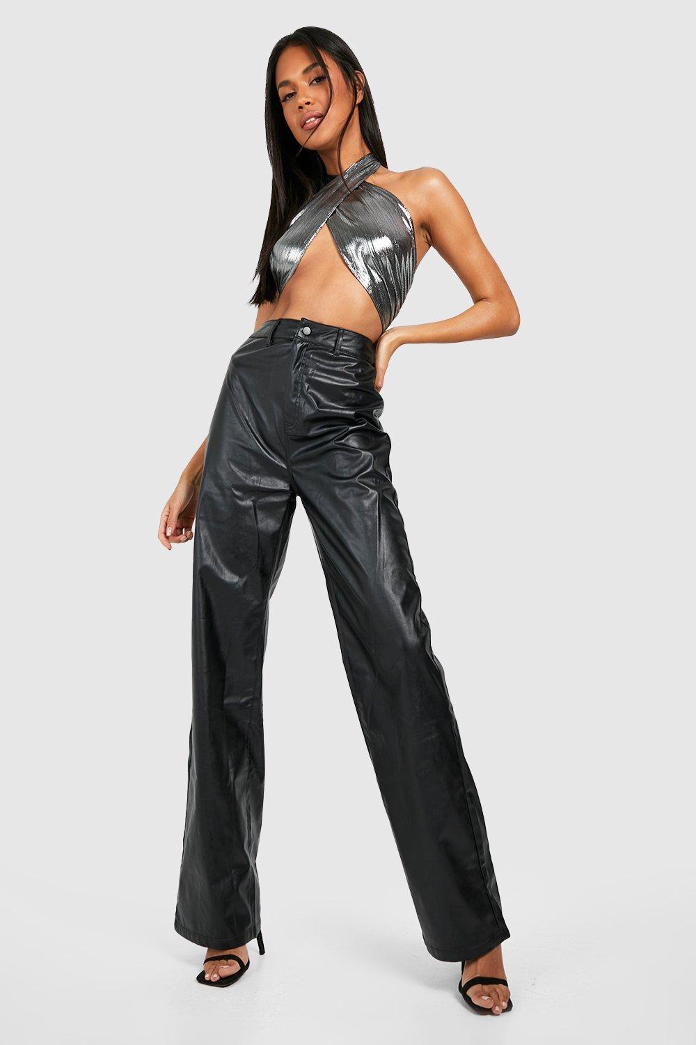 Cross Over Metallic Halter Top | boohoo