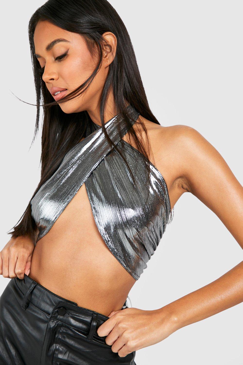 Metallic Halter Top