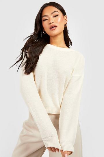 Basic Crew Neck Boxy Jumper cream