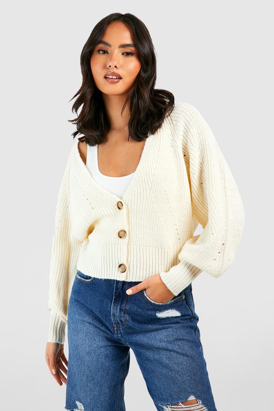 Ivory Button Through Boxy Cardigan image number 1