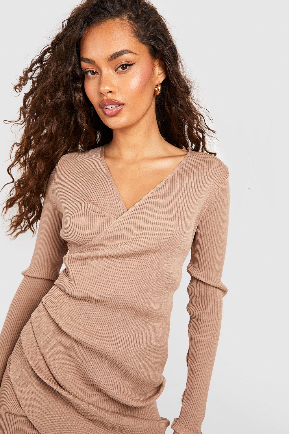 Ruched Detail Ribbed Mini Bodycon Dress