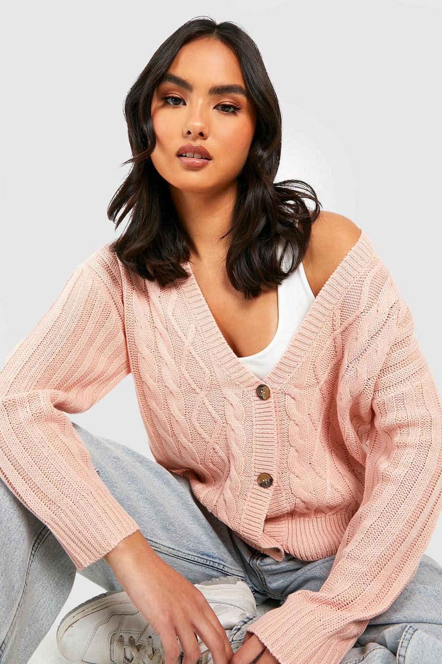 Pink Cable Knit Cardigan image number 1