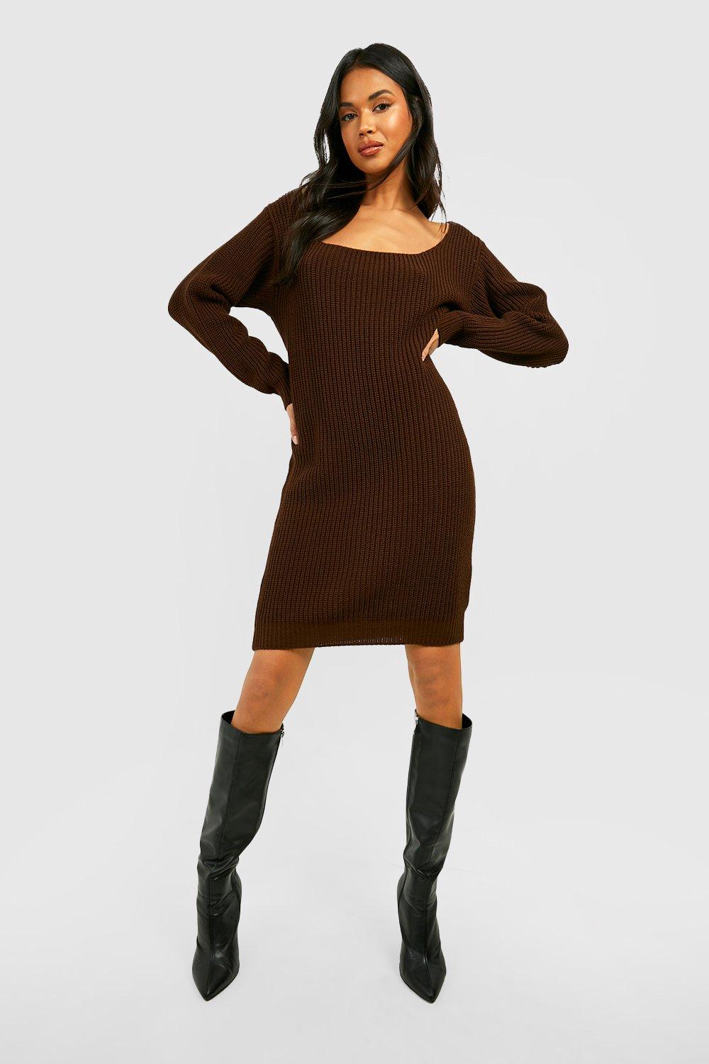 Dark brown sweater dress outlet