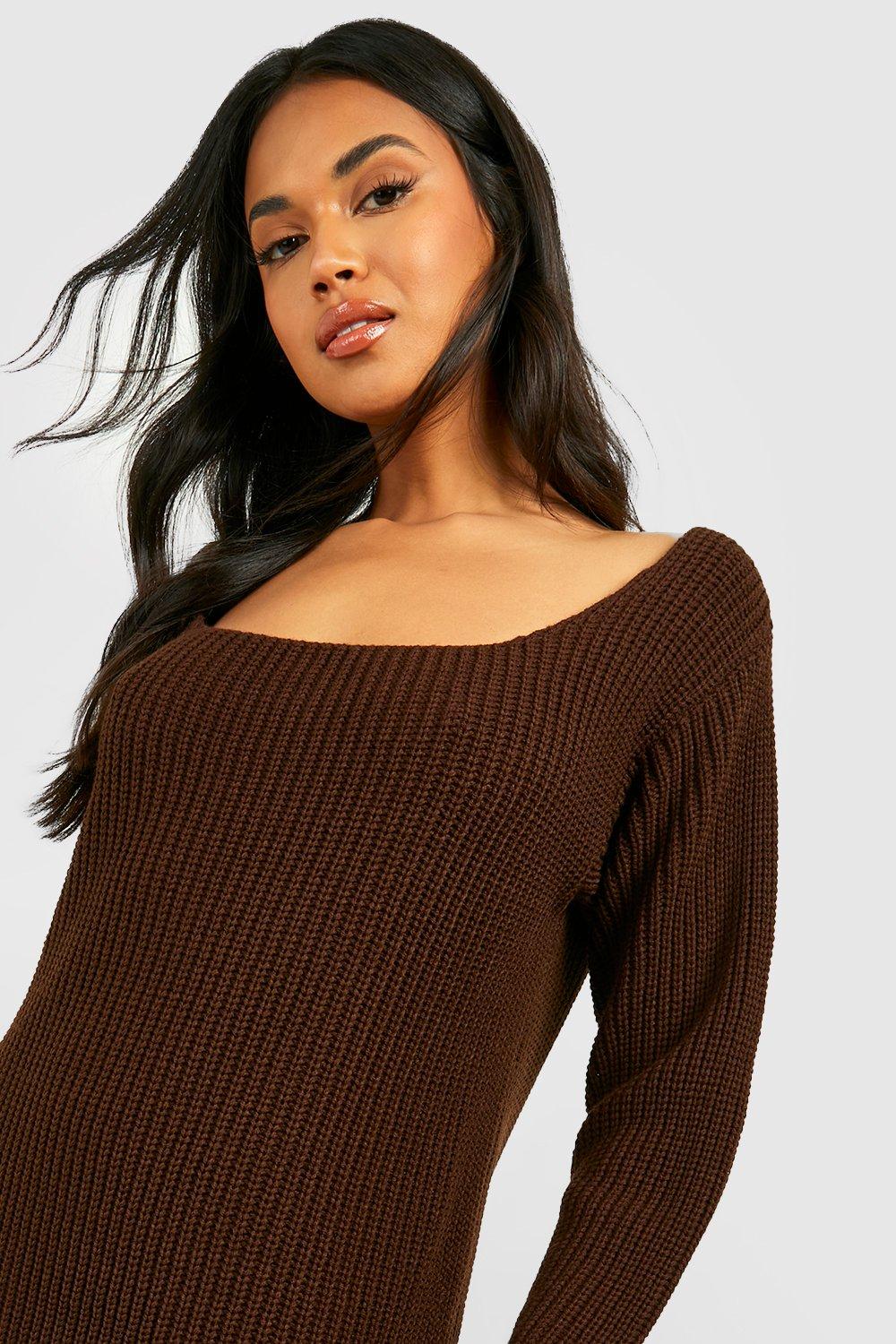 Boat Neck Fisherman Sweater Dress boohoo CA