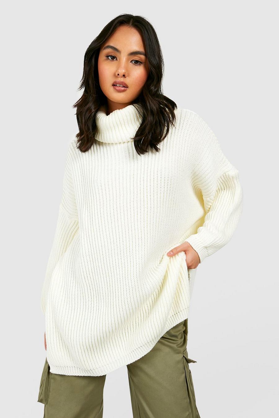 Cream Chunky Oversized Boyfriend Sweater image number 1