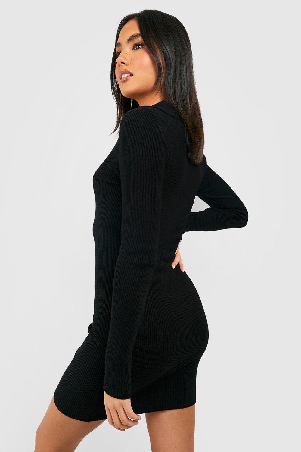 Black knitted polo outlet neck dress