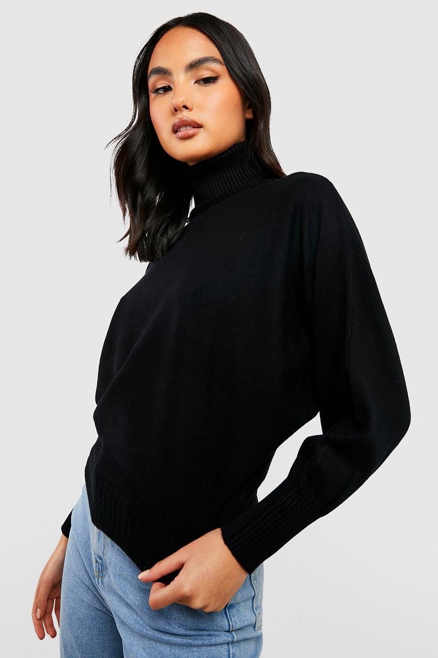 Black Fine Gauge Turtleneck Sweater image number 1