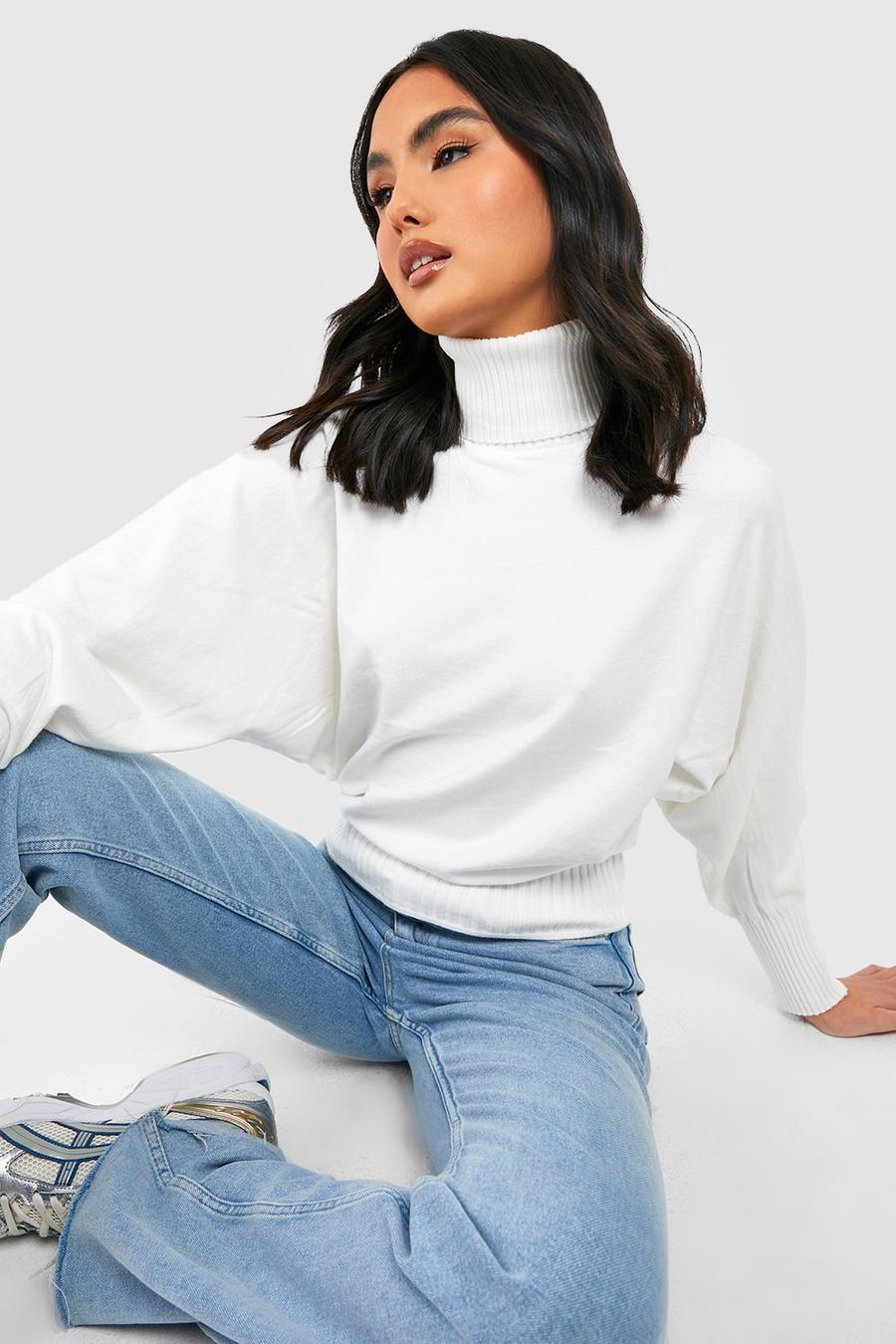 Ivory white Fine Gauge Turtleneck Sweater