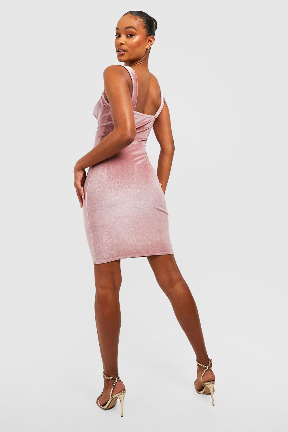 Pale pink velvet outlet dress