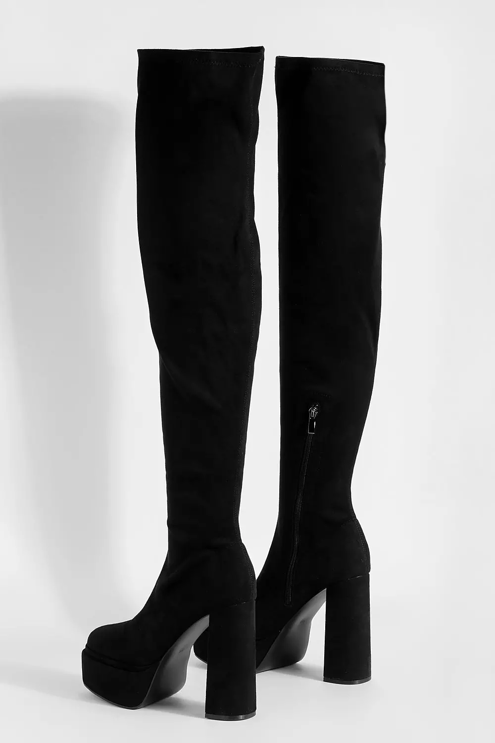 Black suede platform outlet thigh high boots