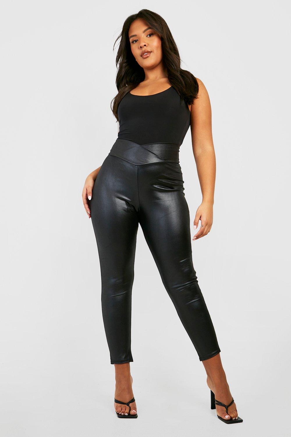 Plus size leather leggings boohoo UK