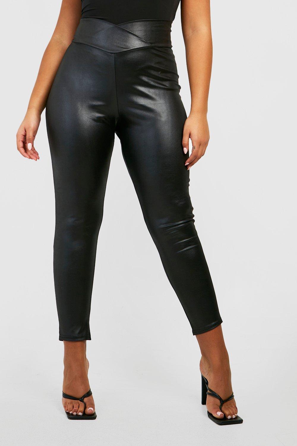 Black Wet Look Leggings Plus Size Curvy UK Size 18 22 24 26