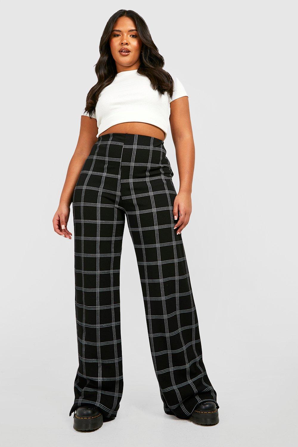 Plus size hot sale check trousers