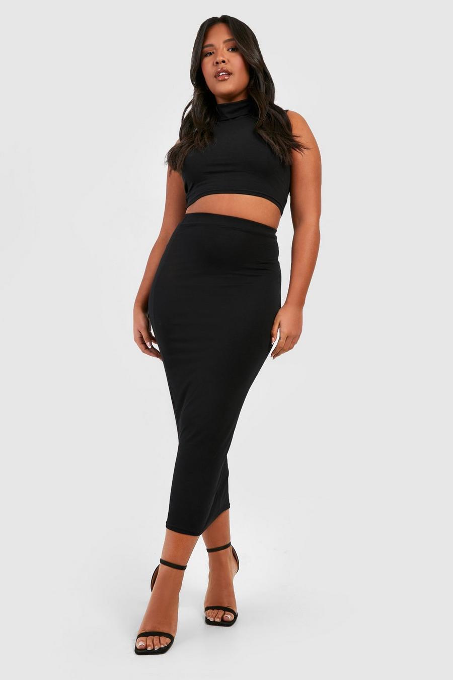 Black Plus Basic Jersey Midaxi Skirt image number 1