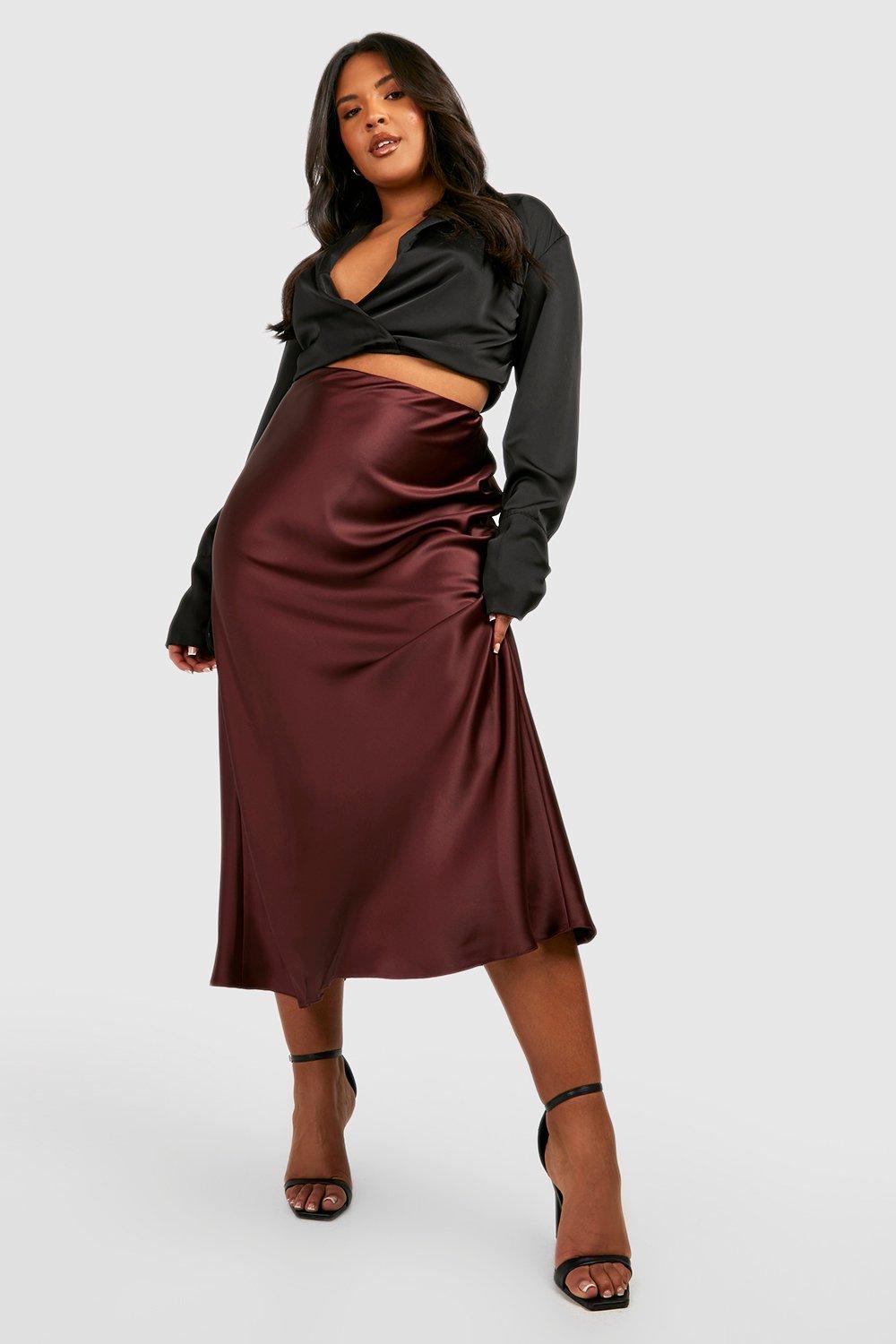 Satin Bias Midi Slip Skirt