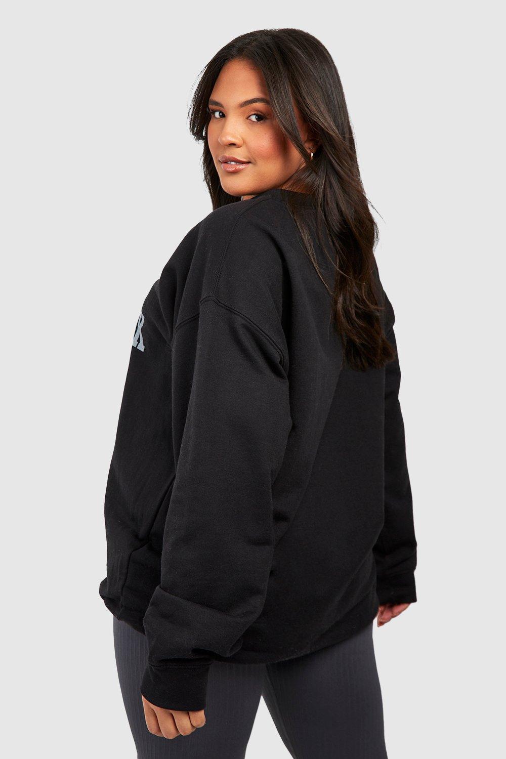 Women's Black Plus Brooklyn Back Print Oversized Hoodie