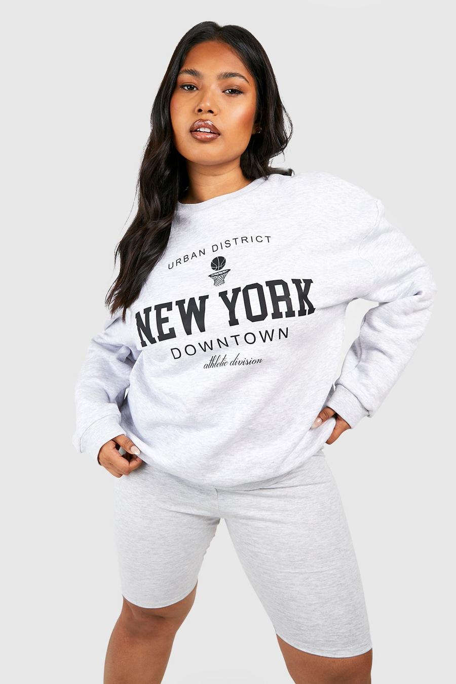 Grey marl grå Plus New York Sweatshirt