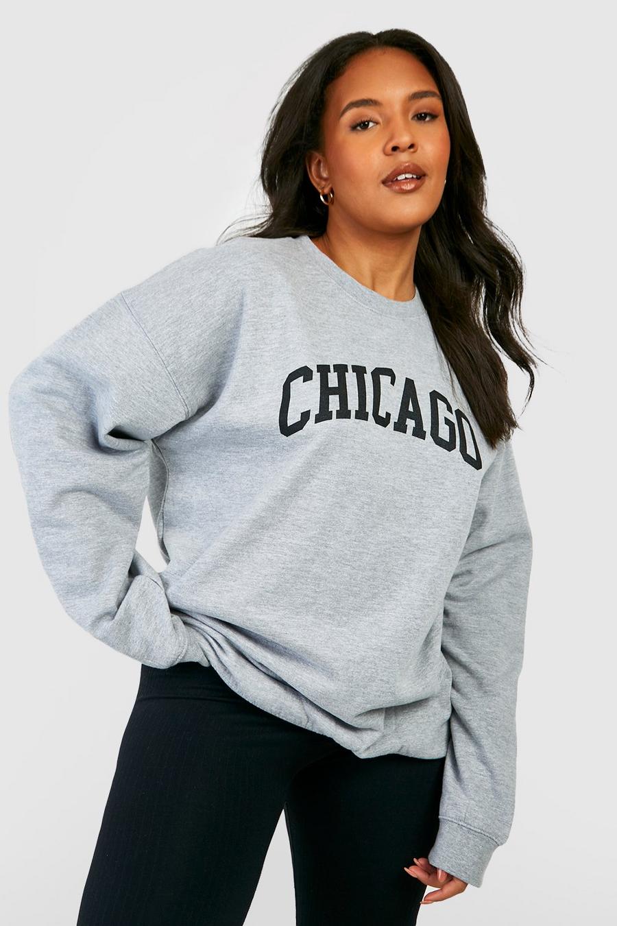 Grey marl grå Plus Chicago Sweatshirt