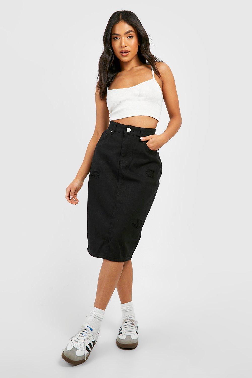 Denim pencil clearance skirt boohoo