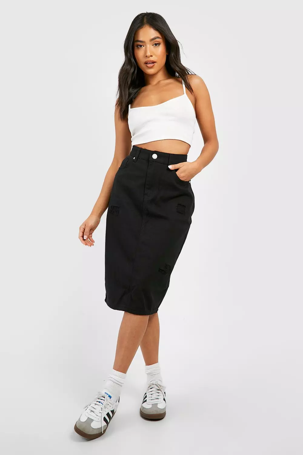 Petite high hotsell waisted midi skirt