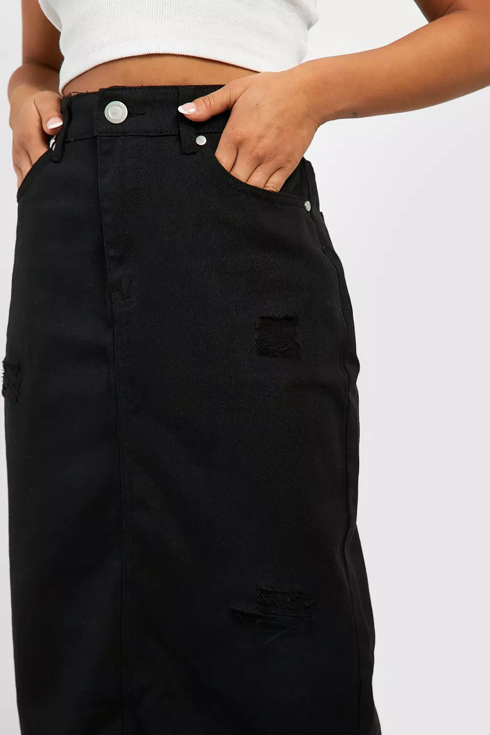 Petite midi hotsell denim skirt