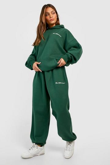 Text Slogan Hooded Tracksuit forest