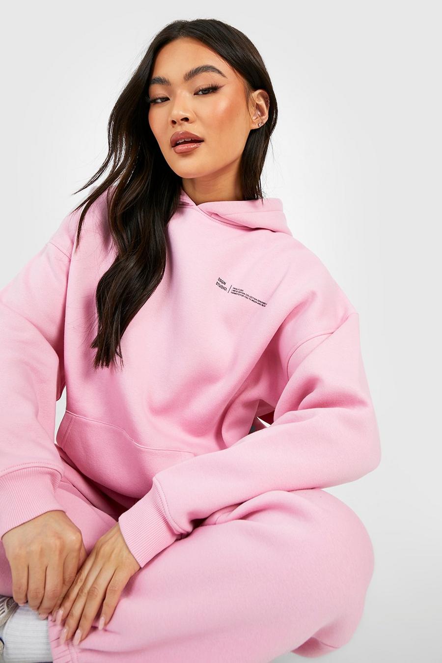 Light pink Text Slogan Hooded Tracksuit image number 1