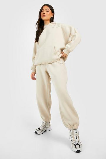 Text Slogan Hooded Tracksuit taupe