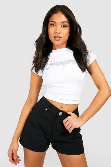 Black Petite High Waisted Jean Shorts