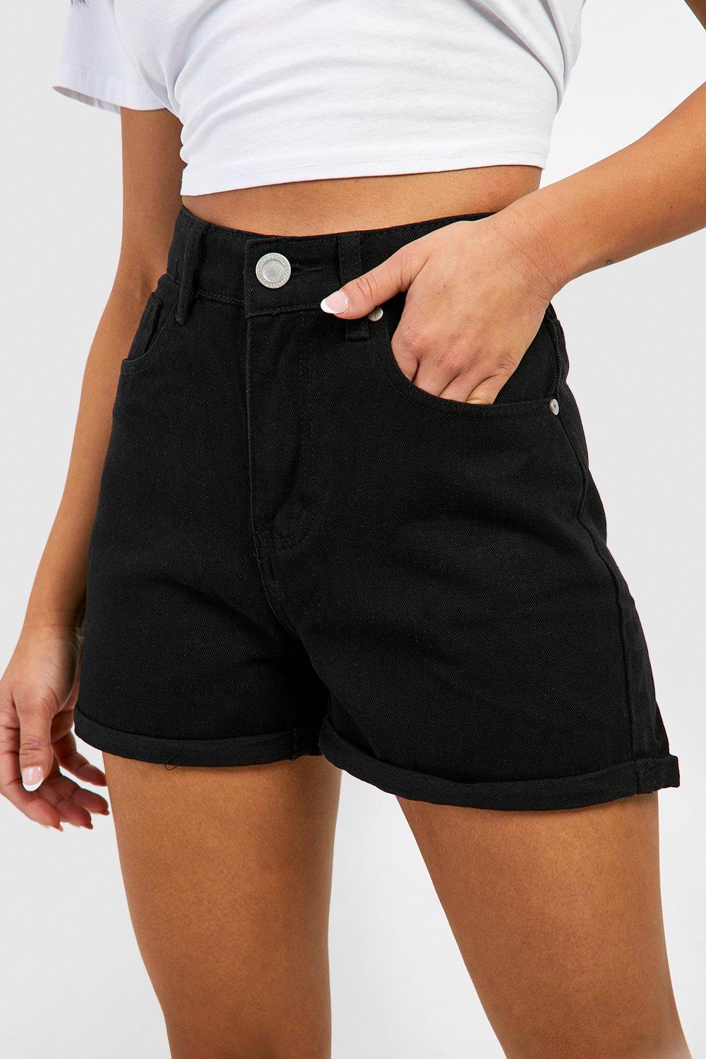 Frayed Curved Hem Jean Shorts