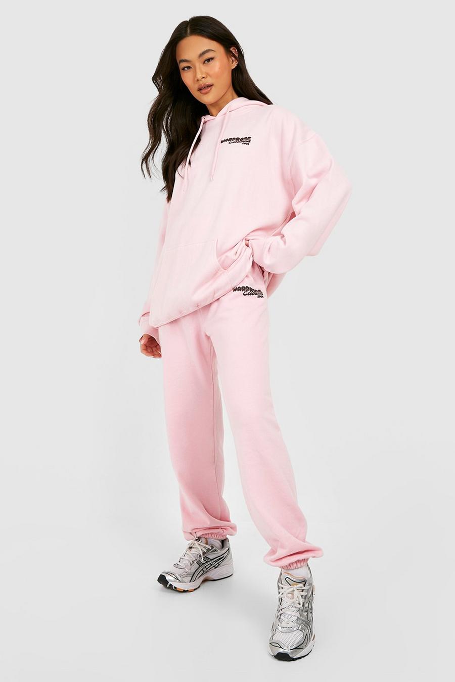 Light pink Wardrobe Essentials Slogan Hooded Tracksuit  image number 1