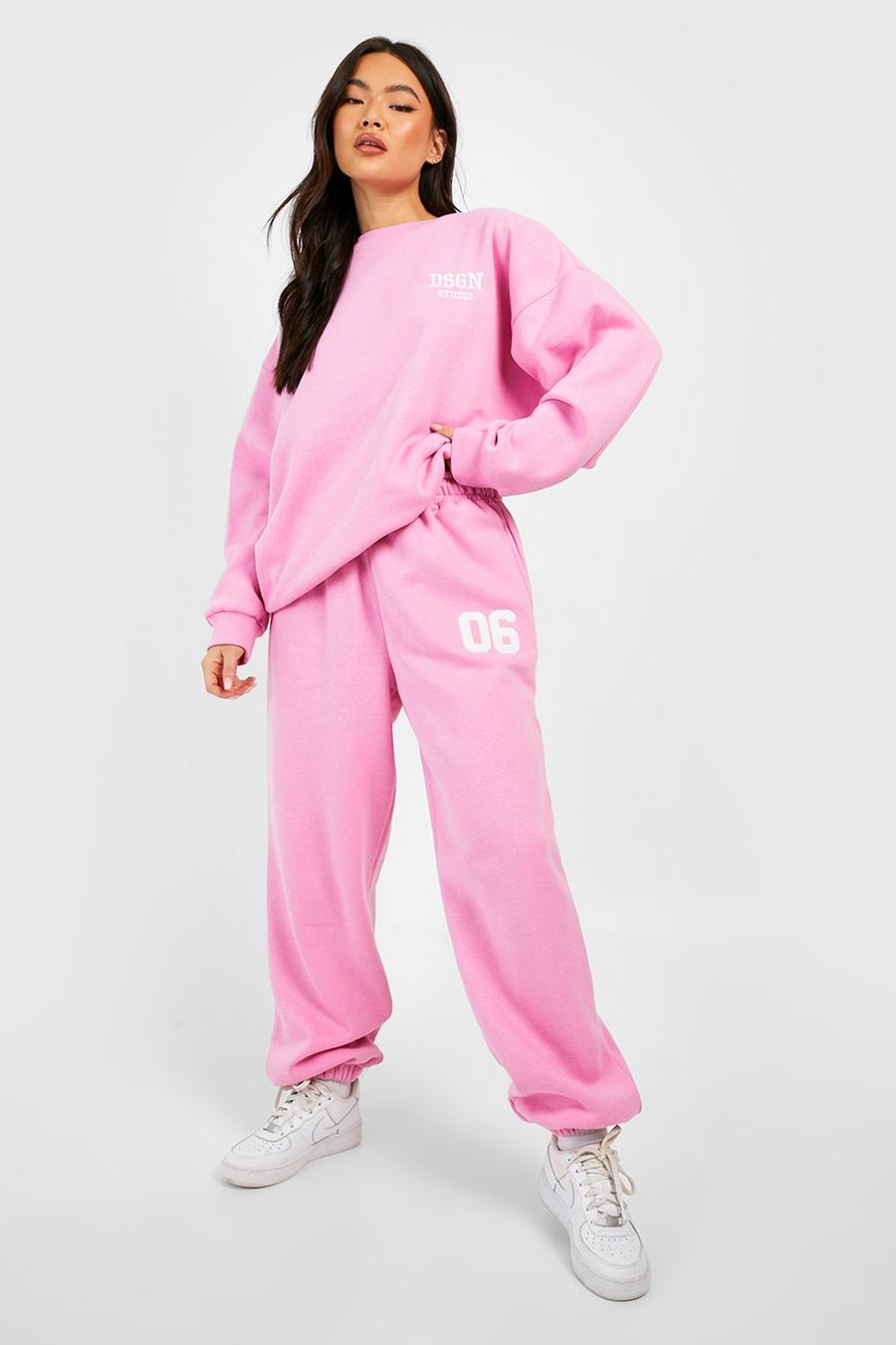 Pink Applique Embroidered Sweater Tracksuit  image number 1