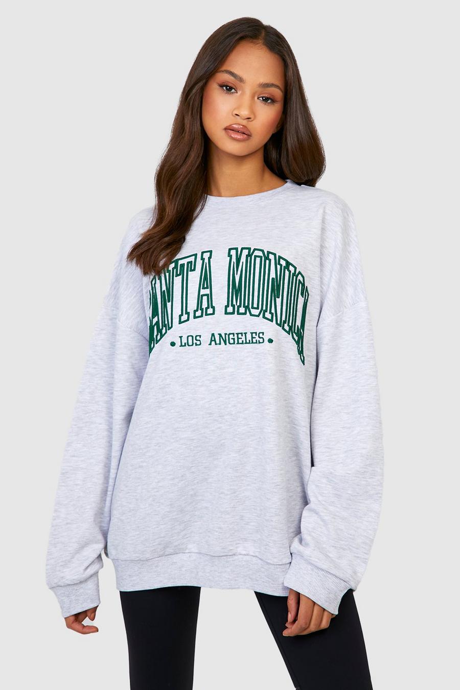 Ash grey Santa Monica 3D Embroidered Oversized Sweater image number 1