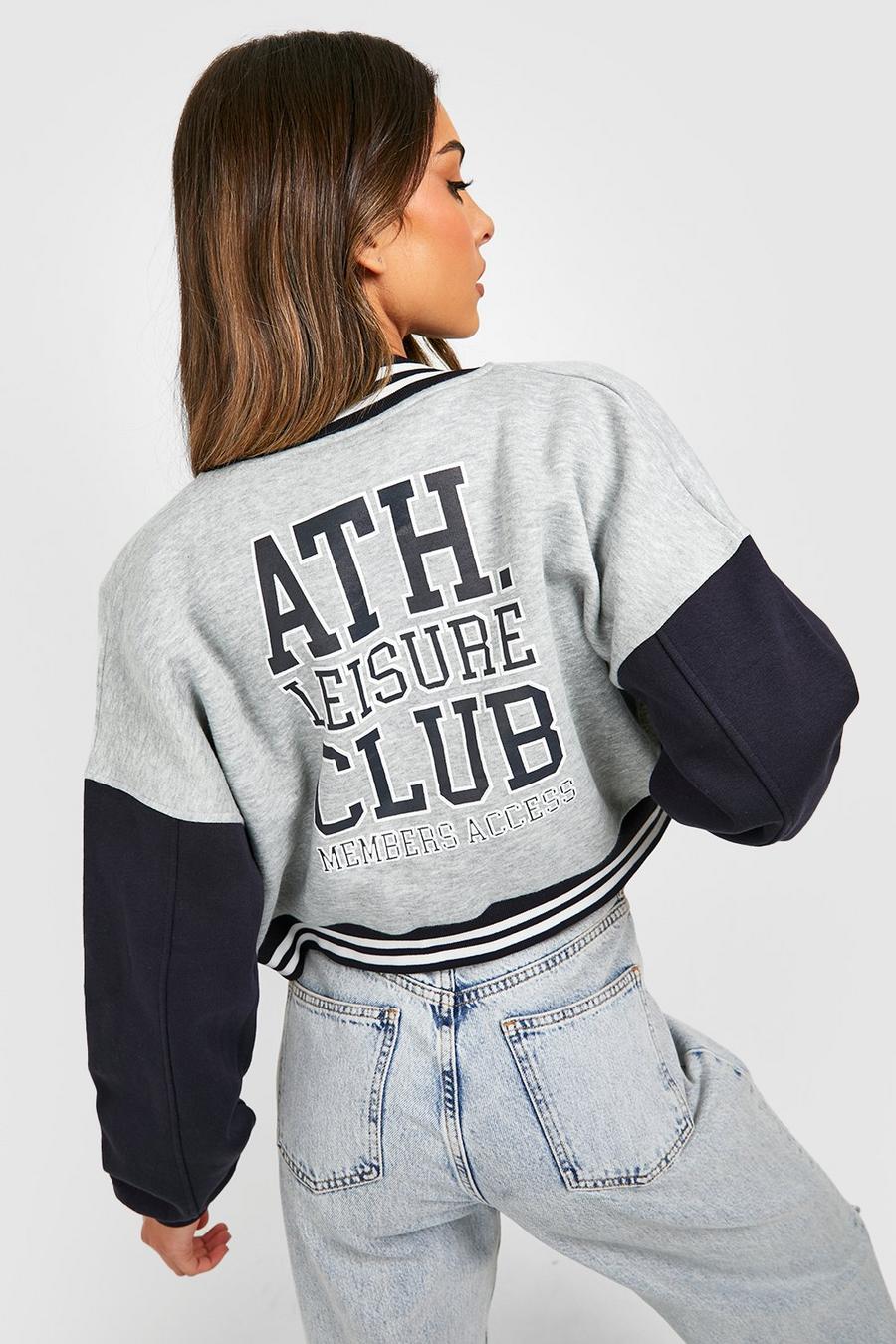 Grey Ath Club Varsity Bomber Jacket image number 1
