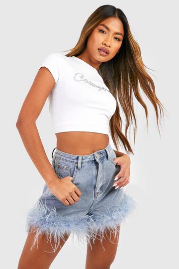 Denim High Waist Shorts Met Veren light wash