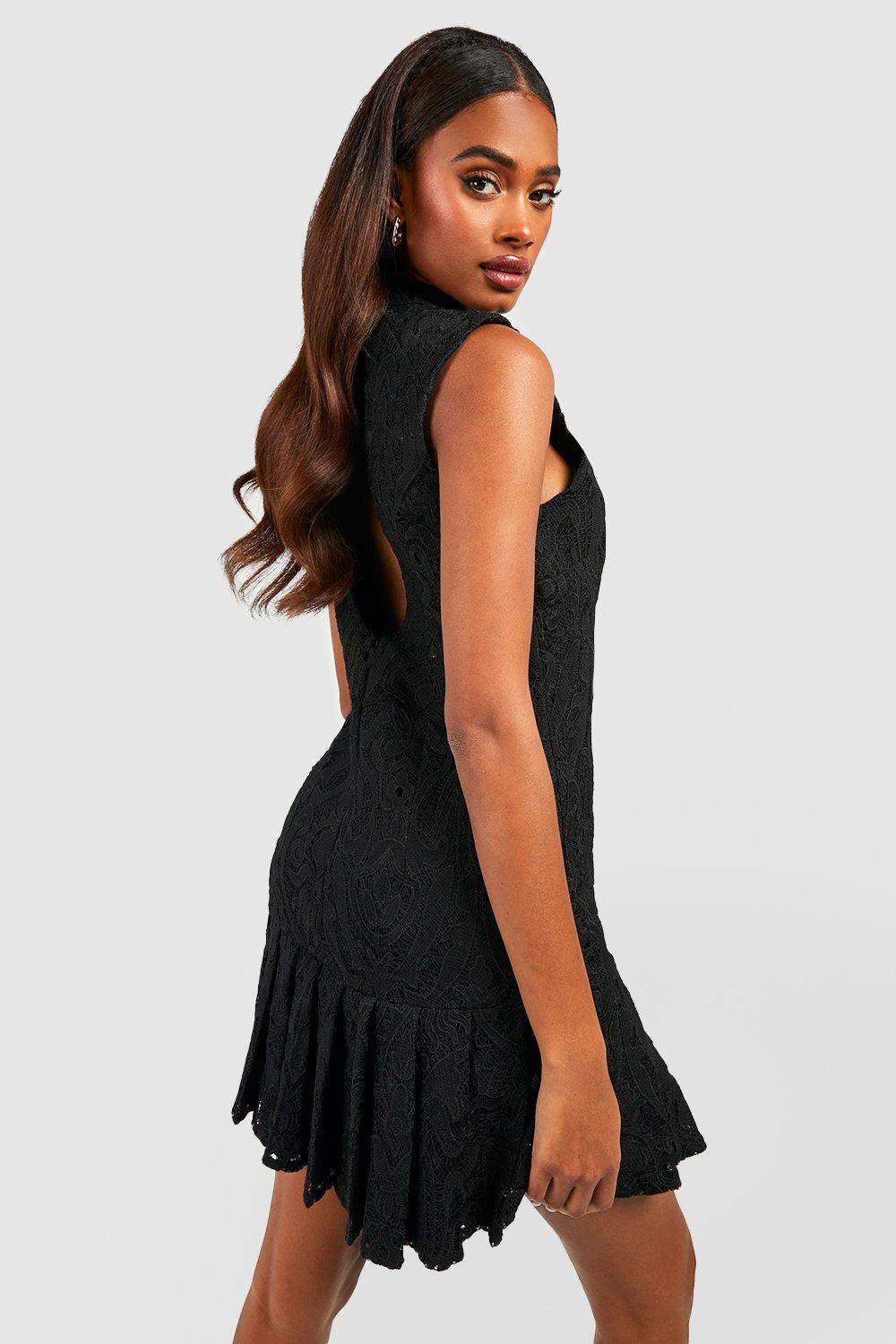 Lace frill mini outlet dress