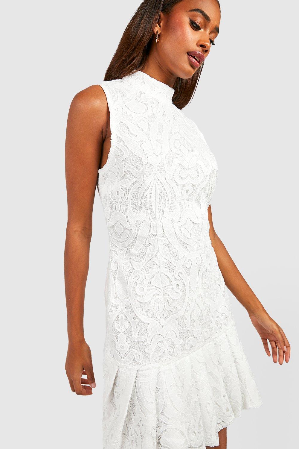 Missguided white crochet store dress