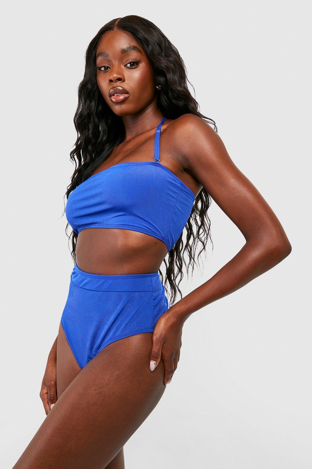 Ribbed longline cheap bandeau bikini top