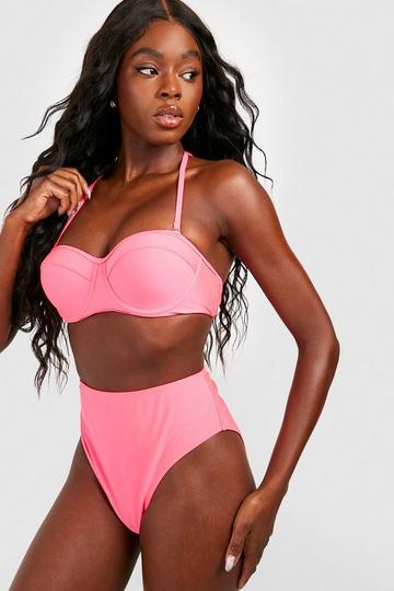 Underwired Padded High Waist Bikini Set pink