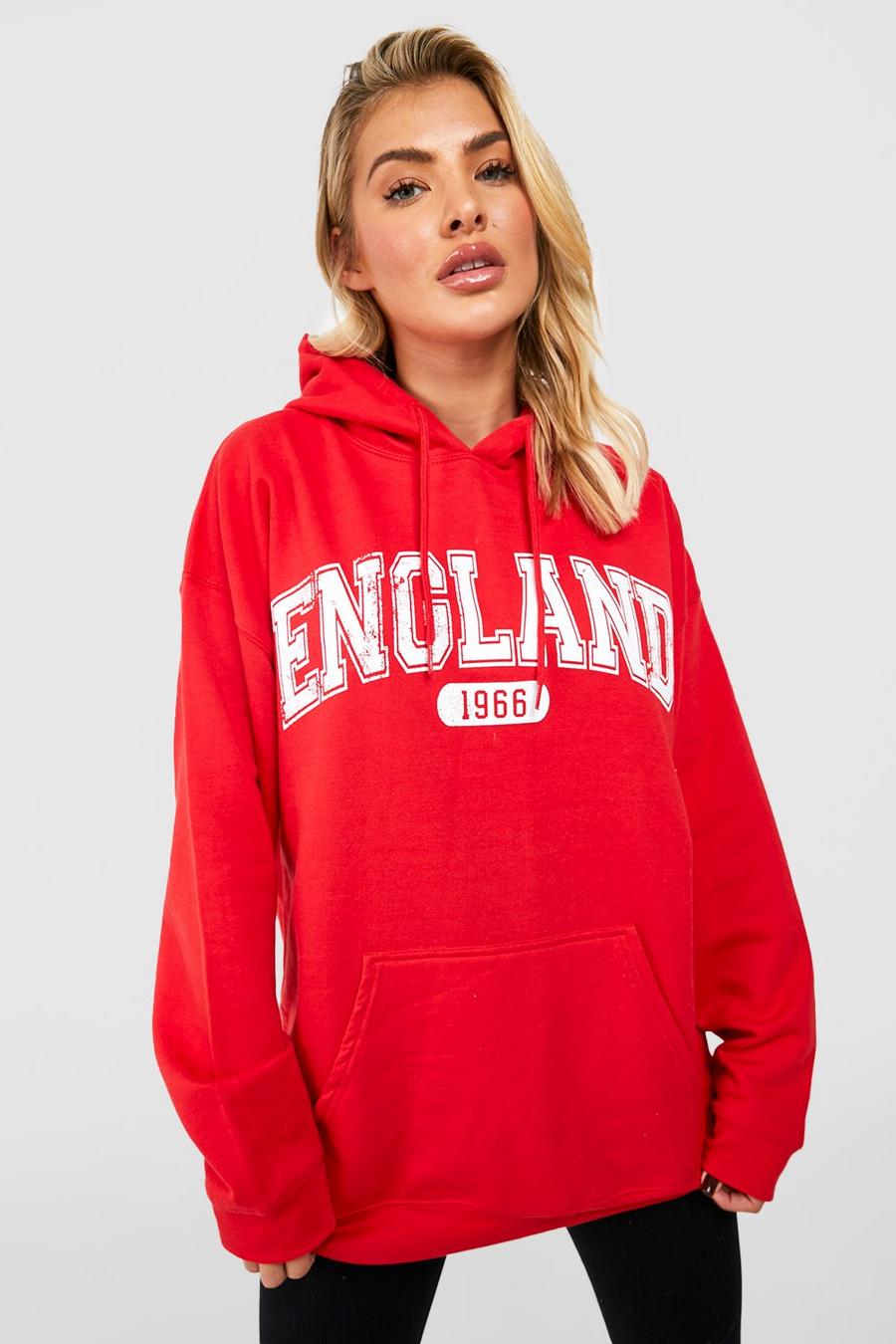 Red rot England Slogan Oversized Hoodie image number 1